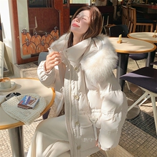 【现货】2025冬装白色真毛领90绒羽绒服2C056-6865-P335控488，女装羽绒服，2C056