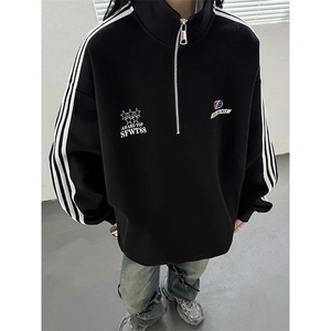 主推 美式半拉链复古学院风球衣中性卫衣宽松外套男女G1092 P68图片
