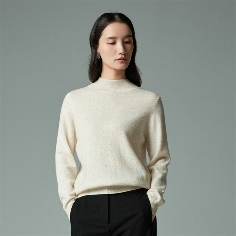 简约艺术感软糯baby山羊绒衫女半高领针织衫宽松毛衣内搭打底衫，女装羊绒衫，木淼羊绒