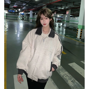 抖音得物高品质26春装美式高街重磅结构拼接织带立领卫衣外套CM42图片