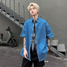 牛仔衬衫男士韩版潮流文艺帅百搭夏季2024新款ins外套CY741-P45，男装衬衫，星座412-3