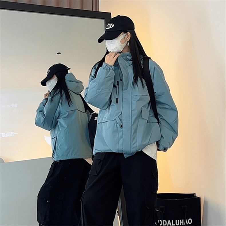 现货5W件冬季三防美式boxy解构连帽雪山冲锋衣棉衣男女棉服厚外套,男装夹克,电商A443