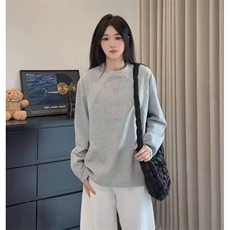 抖音得物品质26春装美式高街曼巴棉螺纹拼接卫衣圆领长袖T恤YT164，男装T恤，电商A486