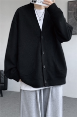 8XL-M春季开衫V领卫衣男港风日系慵懒风痞帅长袖上衣服外套KS001，女装短外套，电商B312