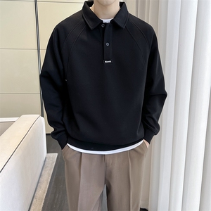 盗图-简约宽松韩版长袖Polo衫外穿上衣MZ30/P65控95新增加绒图片