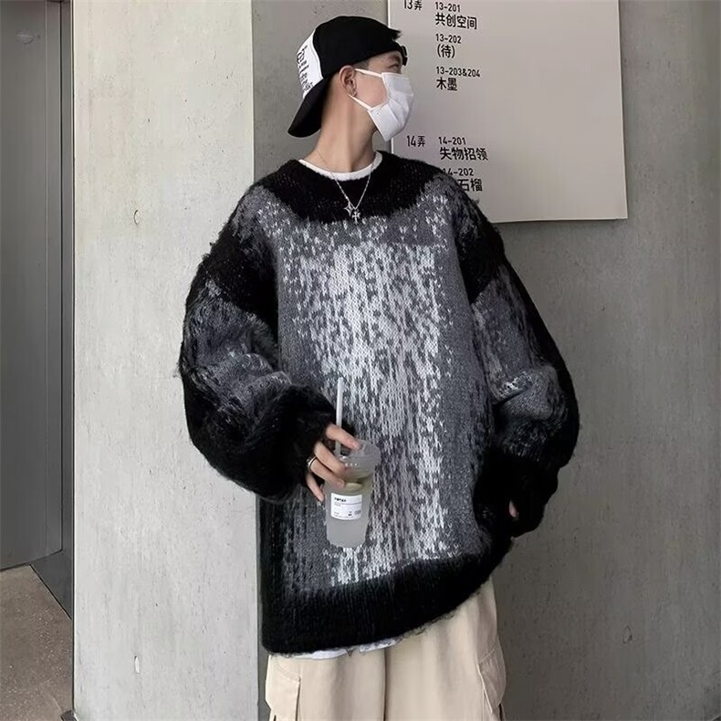 撞色毛衣男秋韩系风格穿搭cleanfit圆领休闲情侣针织衫MY247P52,男装针织衫/毛衣,星座1013-5