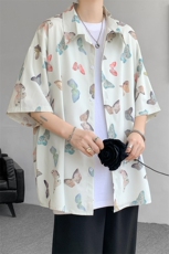 8XL-M夏威夷特大码冰丝垂感衬衫男度假风短袖复古花衬衣CS511P50，男装衬衫，电商D206-1