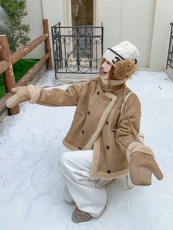 【现货】2025年冬季新款麂皮绒复合羊羔毛外套2565款P205-K278，女装羊羔毛/颗粒绒，浙宝301