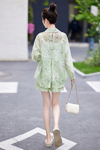 衬衫短裤套装女2025新款夏季小个子炸街减龄时尚新中式国风两件套图片