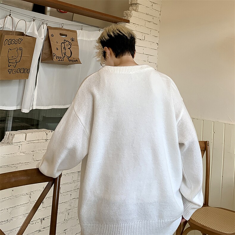 潮牌毛衣男冬百搭宽松圆领打底针织衫日系复古情侣线衣MY624-P40,男装T恤,星座308B-2