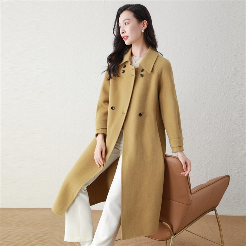 时尚高端双面羊毛大衣女秋冬季新款中长款显瘦毛呢外套气质百搭,女装双面呢大衣,阿舍尔精品