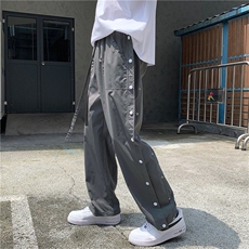 侧边排扣裤子2021男设计感直筒oversize高街vibe工装裤K674-P35，男装休闲裤，星座512-2