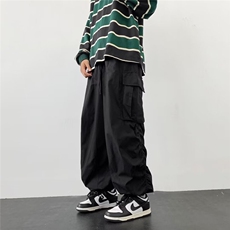 日系宽松阔腿工装长裤男女生夏季薄款百搭直筒束脚休闲裤子K7137，男装休闲裤，星座1116A-1（原606A）