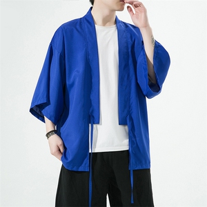 风夏季冰丝垂感宽松七分袖防晒服男半袖风衣 222特p25图片