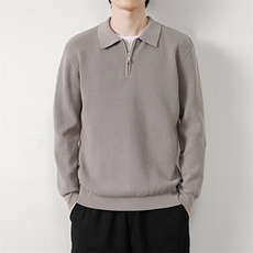 78293-P75半拉链男士POLO衫新款秋冬季纯色毛衣打底针织衫，男装针织衫/毛衣，电商D310B-1
