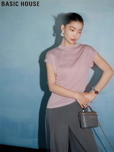 亮丝轻薄透气冰丝针织短袖T恤上衣女2025夏季纯色图片