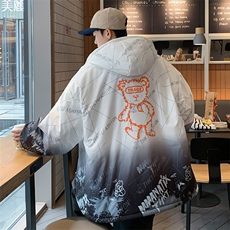 2025冬装渐变印花棉衣男连帽情侣棉服宽松棉袄外套3315-P90控138，男装棉衣，星座207