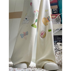 AK2382-p48休闲拖地长裤女秋装高腰宽松涂鸦阔腿裤，女装休闲裤，星座617A-2