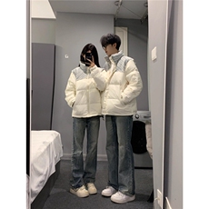 美式高街拼接立领棉服男冬季宽松加厚保暖情侣棉衣WL80166-P80，男装棉衣，星座1008