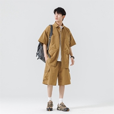 短袖衬衫男新款夏季薄款透气搭配套装短裤宽松翻领衬衣TZ068-P90，男装衬衫，星座308B-2