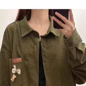 3038-P50 2026春秋日系复古宽松长袖衬衫女学院风休闲宽松衬衣图片