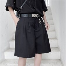 暗黑风国潮牌直筒五分裤男士西装休闲短裤D616P60，男装西裤，星座312B-1