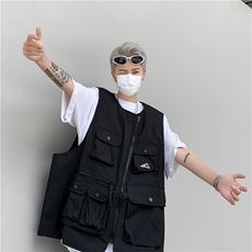F348-P48夏季潮流坎肩无袖背心日系机能多口袋工装马甲男现货，男装背心/马甲，星座512-6