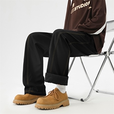 直筒宽松长裤垂顺加绒加厚时尚百搭明线S-3XL2091特批3669，男装卫衣，星座718-1