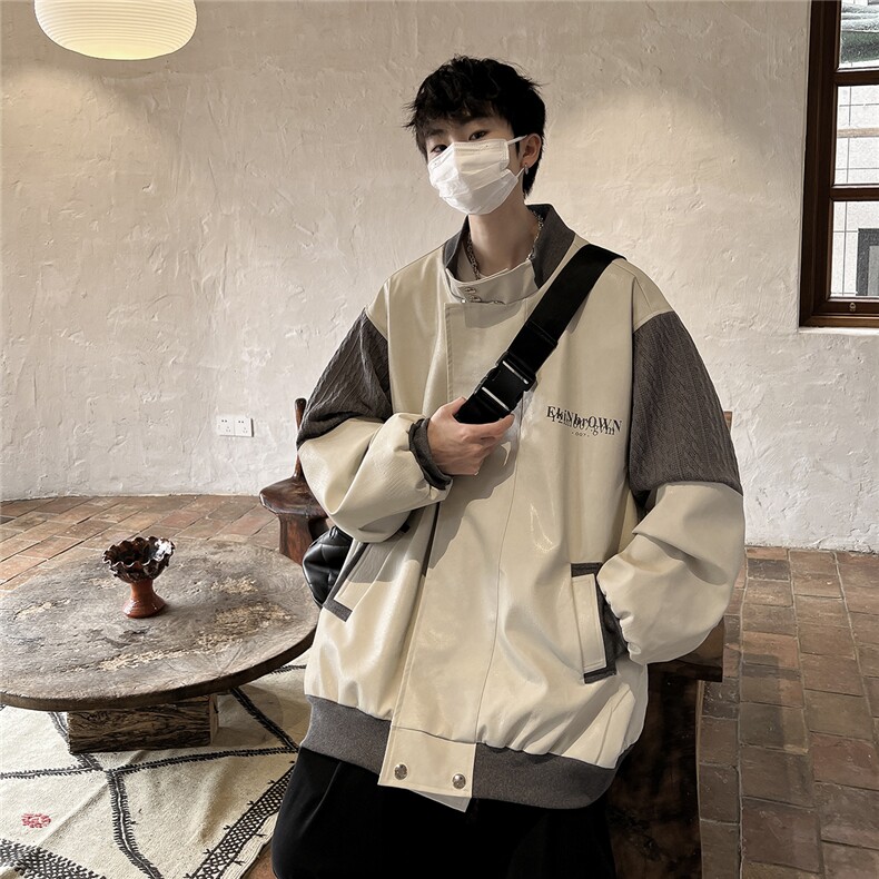 港风肩膀民族风大码M-5XL夹克男情侣皮衣男女外套JK8756P110控149图片