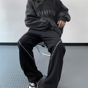 美式牛仔裤男款秋季水洗做旧黄泥染长裤潮 N8162 P45图片