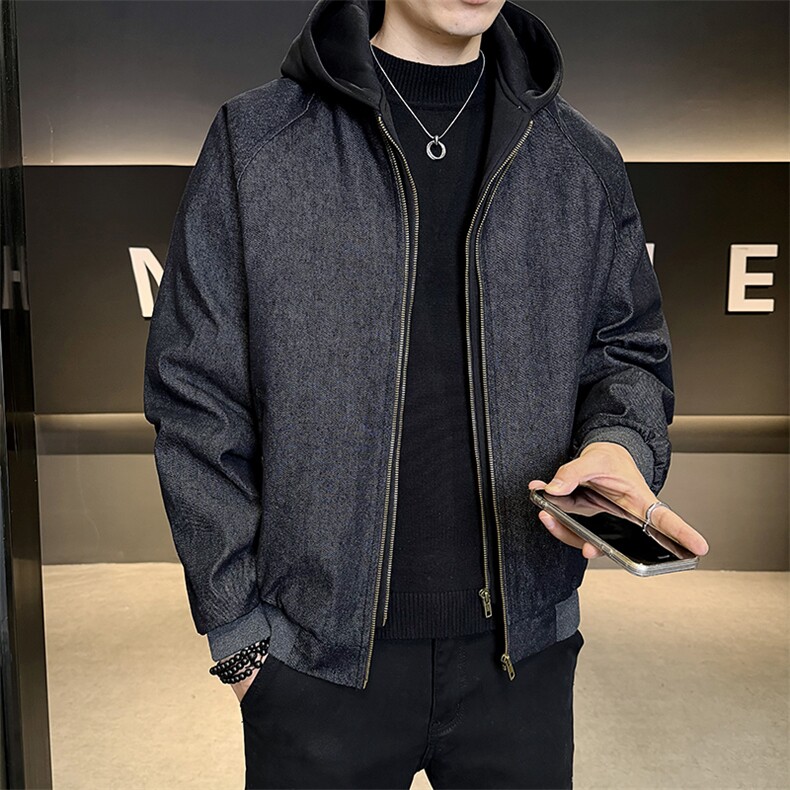 假两件羽绒服男标50白鸭绒牛仔外套休闲时尚B317/Y555/P1/238,男装工装外套,电商B317