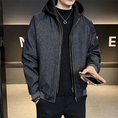 假两件羽绒服男标50白鸭绒牛仔外套休闲时尚B317/Y555/P1/238，男装工装外套，电商B317