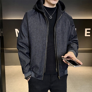假两件羽绒服男标50白鸭绒牛仔外套休闲时尚B317/Y555/P1/238图片