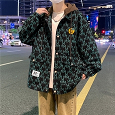 2025新款秋冬潮流提花夹克男高级感青少年长袖连帽外套JK3315-P75，男装夹克，星座1105-2