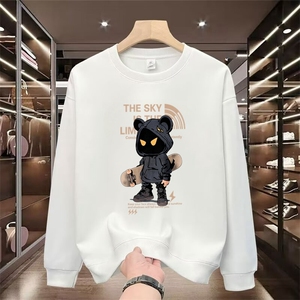 1506-1/WW5831/P34新款重磅圆领长袖卫衣男秋冬季内搭宽松打底衫图片