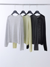 亲肤麻无缝一体圆领罩衫，女装针织衫/毛衣，优麦羊绒（原洪叶羊绒）