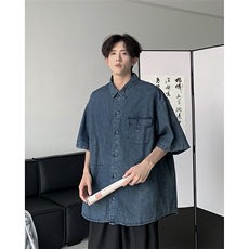 F328-P582024夏季新款工装牛仔衬衫男潮牌百搭衬衣外套现货，男装衬衫，星座512-6