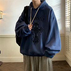 纯棉连帽卫衣男大码运动帽衫宽松薄WY2268-P35加绒款-P40，男装卫衣，电商A040