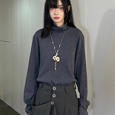 半高领长袖卫衣男女褶皱纯色T恤堆堆领套头日系痞帅设计高级感，男装T恤，星座506A