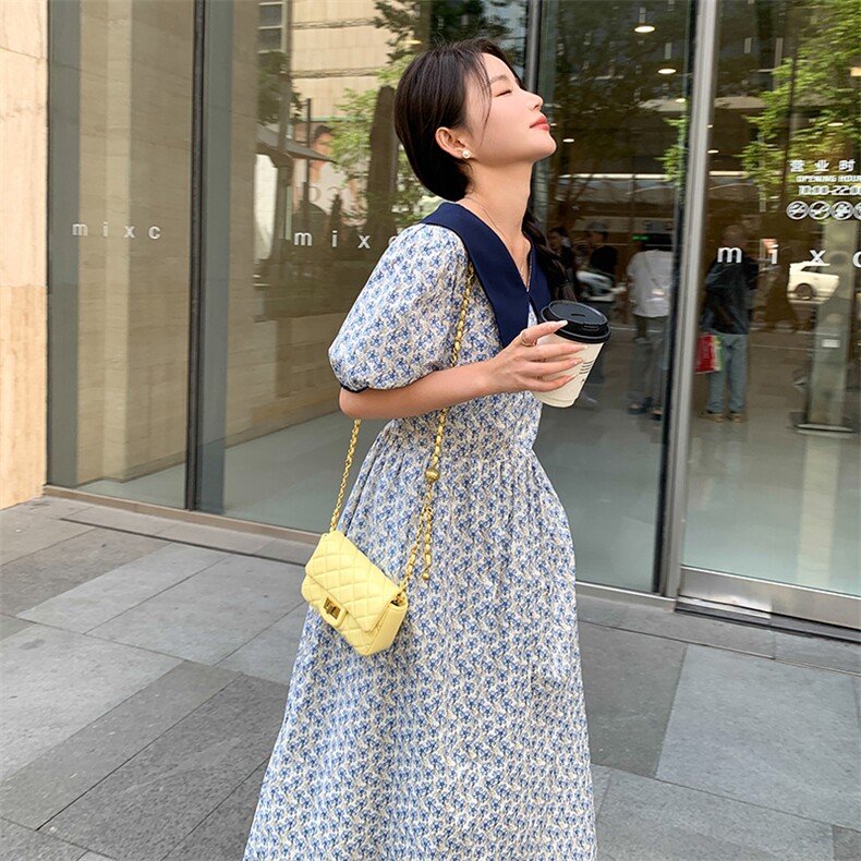 【新款有现货】碎花连衣裙长款82366-P105-K145,女装连衣裙,一九零