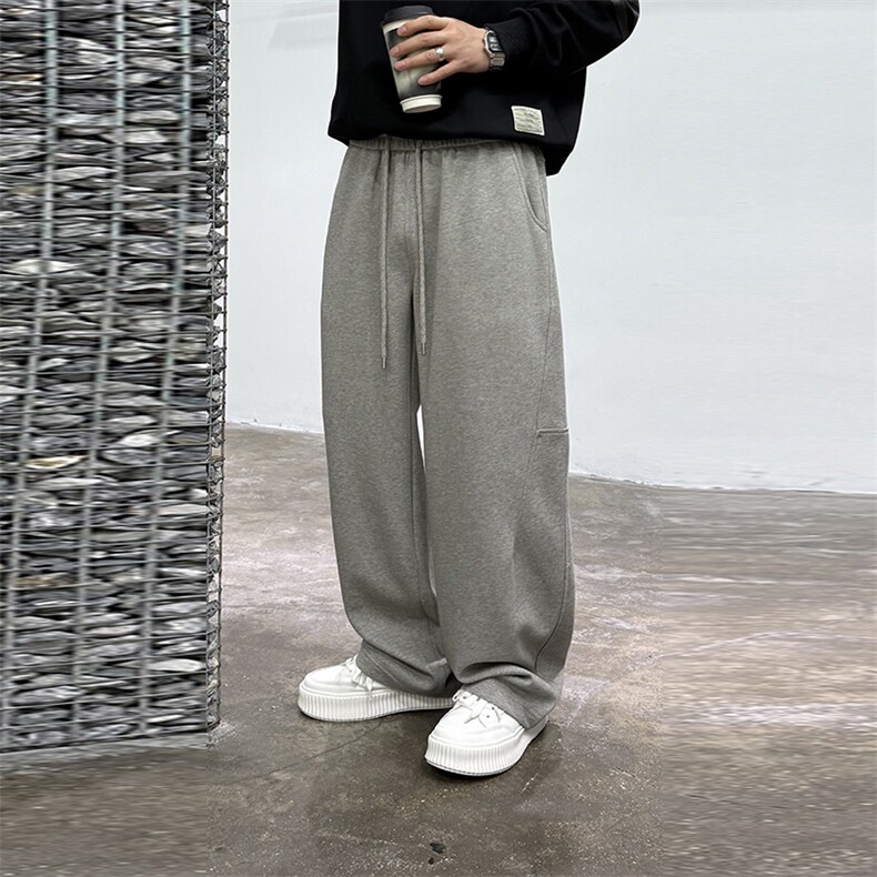 春秋立体设计男宽松阔腿重磅弯刀卫裤直筒美式休闲运动裤531p75，男装休闲裤，电商B332-1