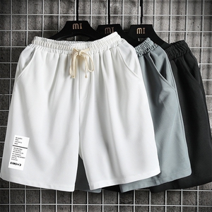 MK37045-P15冰丝短裤男士大码宽松休闲五分裤男运动中裤网格