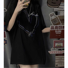 T0627-P25心跳爱心纯棉印花短袖宽松版情侣男女同款上衣，男装T恤，星座617A-2