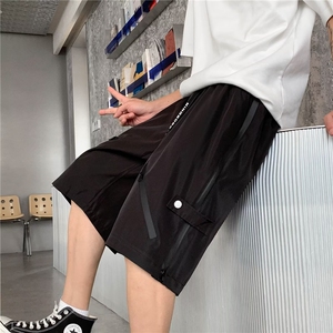 美式机能短裤男夏季宽松大码设计感小众拉链裤子休闲运动五分中裤图片