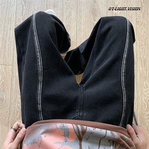 B221 美式ins高街暗黑小众毛边破洞直筒牛仔裤 LK23104-P65 控88图片