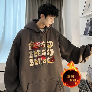 龙年卫衣 冬季美式加绒加厚连帽卫衣外套DL1791常规特P35加绒特40图片