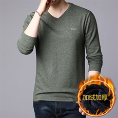爸爸装纯色长袖polo衫男秋冬季中老年棉上衣中年t恤HPNT9866-P75，男装T恤，电商B212（原钱塘6029）