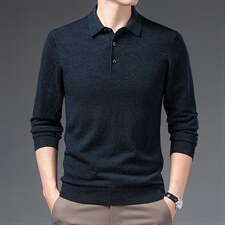 DN132106限价158元羊毛衫男绵羊毛针织衫翻领打底衫毛衣P102，男装针织衫/毛衣，电商B360