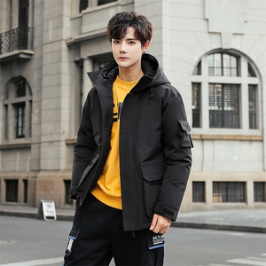 现货  跑量短款情侣学生外穿外套连帽日系羽绒服1908-P80图片
