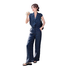 《现货26夏上新》100%苎麻波点无袖长裤气质舒适透气两件套女，女装套装/套裙，苗苗